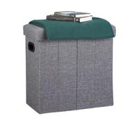 Relaxdays Puff Almacenaje Plegable con Tapa, Poliéster, Gris Oscuro, 49.5 X 46 X 25.5 Cm