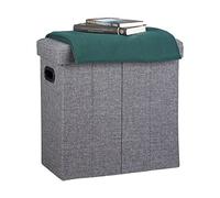 Relaxdays Puff Almacenaje Plegable con Tapa, Poliéster, Gris Oscuro, 49.5 X 46 X 25.5 Cm