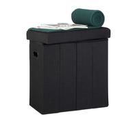 Relaxdays Puff Almacenaje Plegable con Tapa, Poliéster, Negro, 49.5 X 46 X 25.5 Cm