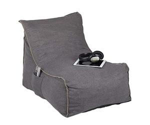 Relaxdays Puff con Respaldo, Cojín XXL para Suelo, Adultos, Blando, Indoor, Relleno de Gomaespuma, Saco, Gris