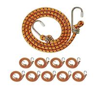 Relaxdays Pulpo Tensor con Mosquetón, Set de 10, Coche, Cuerda Expansora, Maletero, 90 cm, Camping, Equipaje, Naranja, Caucho