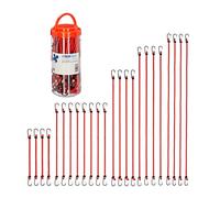 Relaxdays Pulpos Elásticos con Ganchos para Equipaje, Set de 24, Tensores Bicicleta, 5 Tamaños, Cuerdas Sujeción, Rojo