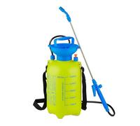 Relaxdays Pulverizador a Presión con Lanza, 5 L, Boquilla Ajustable, Riego y Limpieza, Atomizador Jardín, Amarillo/Azul