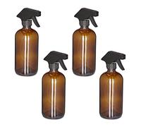 Relaxdays Agua Cristal, Set 4, 500ml, Niebla/Chorro, Botella Pulverizadora Limpieza, Pelo y Plantas, Marrón, 21 x 9.5 x 7.5 cm
