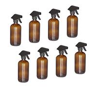Relaxdays Agua Cristal, Set 8, 500ml, Niebla/Chorro, Botella Pulverizadora Limpieza, Pelo y Plantas, Marrón, 21 x 9.5 x 7.5 cm