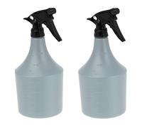 Relaxdays Pulverizador Agua, Pack 2, 1 L, Rociador Plantas, Flores, Rellenable, Cabezal Regulable, Plástico, Gris/Negro