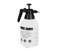 Relaxdays Pulverizador Presión 2 L, Boquilla Ajustable Latón, para Agua y Herbicida, Botella Espray Jardín, Blanco/Negro