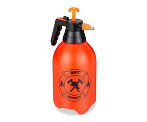 Relaxdays Pulverizador Presión 3 L, Pistola Agua para Niños, Extintor Jugar a los Bomberos, Rociador Infantil, Naranja