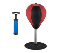 Relaxdays Punching Ball de Mesa con Hinchador, Pera de Box para Escritorio, Boxeo de Oficina contra Estrés, Rojo y Negro, 35,5 x 18 cm