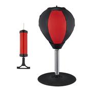 Relaxdays Punching Ball para Mesa y Escritorio, Pera de Box para Oficina, Saco de Boxeo contra el Estrés, Negro y Rojo