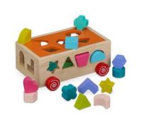 Relaxdays Puzzle Encajable, con Caja y 17 Bloques para Clasificar, Niños a Partir de 3 Años, Juguete Madera, Multicolor, 8,5 x 16,5 x 21,5 cm