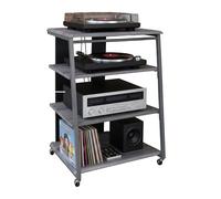 Relaxdays rack HiFi 4 niveles para tocadiscos y equipo estéreo, hierro y MDF, 78x61x52 cm, gris