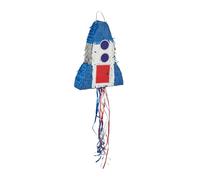 Relaxdays Raketen Pinata Piñata Cohete, para Colgar, Fiestas de Cumpleaños Niñas, Rellenable, Espacio Exterior, Multicolor, Cartón, 40x30x9 cm