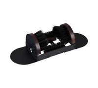 Relaxdays Rascador de Zapatos con cepillos en 360°, Felpudo Exterior, cerdas robustas, fijación al Suelo, Negro/marrón, Madera, Plástico, Hierro, 12 x 46.5 x 15.5 cm