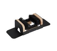 Relaxdays Rascador de Zapatos con cepillos en 3 Lados, Felpudo Exterior, cerdas Resistentes, Negro/Natural, Hierro, Madera, Plástico, 11 x 44.5 x 15.5 cm