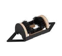 Relaxdays Rascador de Zapatos con cepillos, Felpudo Exterior, cerdas Resistentes, fijación al Suelo, Negro/Natural, Plástico, Hierro, Madera, 11.5 x 47.5 x 15.5 cm