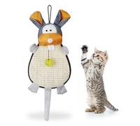 Relaxdays, 55 x 22 x 10 cm Rascador para Gatos para Pared con Juguete y Cascabel, Sisal, Multicolor