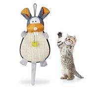 Relaxdays Rascador para Gatos para Pared con Juguete y Cascabel, Sisal, Multicolor, 55 x 22 x 10 cm