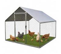 Relaxdays recinto para Aves y pequeños Animales 2 x 2 x 3 m, Plateado | cubierta solar PVC UV, cerrojo