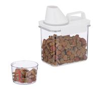 Relaxdays Recipiente Comida Mascotas, Vaso Medidor, Cierre Hermético, 1,1 L, Contenedor Pienso o Alimentos, Transparente