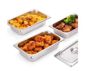 Relaxdays Recipientes GN 1/3, acero inox, 3 piezas plata