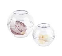 Relaxdays Recipientes para Cebolla y ajo, Envases herméticos, Plástico, 7 & 9 cm Ø, 1 Set, Transparente