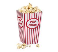 Relaxdays Récipients Pop-Corn Lot Cajas de Palomitas de maíz, contenedores, Bolsas Lote 144, Retro, película de Cine, cumpleaños, cartón, 100%, Color Blanco y Rojo, 16 x 20,5 x 0,1 cm