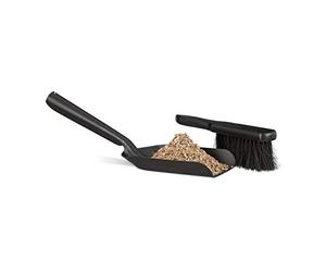 Relaxdays Recogedor para Chimenea con Cepillo, Acero, Negro, 13 x 41 x 13 cm