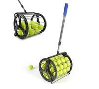 Relaxdays Recogepelotas de tenis rodante negro,plata