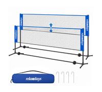 Relaxdays Red de bádminton altura ajustable azul,negro