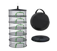 Relaxdays Red Plegable para secar, 6 Niveles para Hierbas, Fruta, Verduras, secador de Pescado colgable, Verde/Negro, 90% Poliéster, 120 x 60 x 60 cm