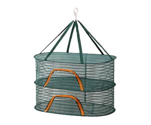 Relaxdays Red Plegable para secar, Red de Secado de 2 Niveles para Hierbas, Frutas, Verduras, para Colgar, Verde/Naranja