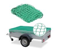 Relaxdays Red Remolque, Malla Sujeción, Extensible hasta 2x3m, sin Extender 1,25x2,1m, Rejilla Portaequipajes, PE, Verde