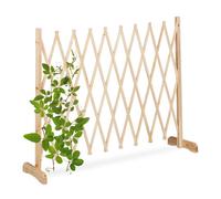Relaxdays Reja Trepadoras Madera, Soporte Enredaderas Extensible hasta 275 cm, Celosía de Pie, Jardín o Huerto, Natural