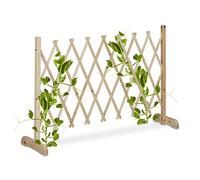 Relaxdays Reja Soporte Trepadoras Madera, Extensible hasta 180cm, Celosía Enredaderas, de Pie, Jardín o Terraza, Natural