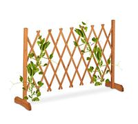 Relaxdays Reja Soporte Trepadoras Madera, Extensible hasta 180cm, Celosía Enredaderas, de Pie, Jardín o Terraza, Naranja