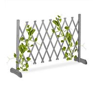 Relaxdays Reja Trepadoras Madera, Soporte Enredaderas Extensible hasta 185 cm, Celosía de Pie, Jardín o Terraza, Gris, 73 x 185 x 28 cm