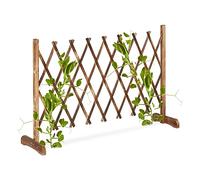 Relaxdays Reja Trepadoras Madera, Soporte Enredaderas Extensible hasta 185 cm, Celosía de Pie, Jardín o Terraza, Natural, 73 x 185 x 28 cm