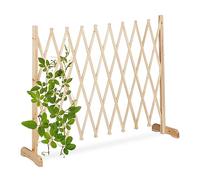 Relaxdays Enrejado Reja Trepadoras Madera, Soporte Enredaderas Extensible hasta 275 cm, Celosía de Pie, Jardín o Huerto, Natural, 90 x 275 x 28 cm