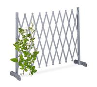 Relaxdays Reja Trepadoras Madera XL, Soporte Enredaderas Extensible hasta 275 cm, Celosía de Pie, Jardín o Huerto, Gris, 90 x 275 x 28 cm
