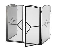 Rejilla Protectora Relaxdays, Chimenea con Puerta, 80 x 71 x 61 cm, protección contra chispas, Hierro, Negro