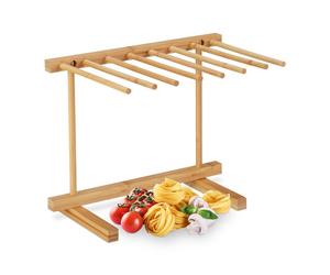 Relaxdays Rejilla de secado de pastas con 8 brazos marrón claro