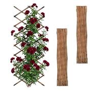 Relaxdays Rejilla Extensible 3 uds, 310x90 cm, Madera, Montaje Pared, Soporte para trepadoras, flameada