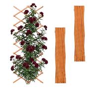 Relaxdays Rejilla Extensible para trepadoras, Set de 3, 310 x 90 cm, Madera de Abeto, Montaje en Pared, Naranja