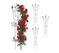 Relaxdays Rejilla para Enredaderas, Juego de 4, Metal, Vintage, 115 x 32 cm, marrón jardín y macetas