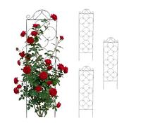 Relaxdays, Rejilla para Enredaderas y Rosales, Set de 4, 116 x 31,5 cm, Metal, Soporte para jardín, Negro