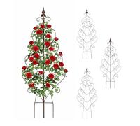 Relaxdays Rejilla para trepadoras, Juego de 4, Motivo Hoja, Metal, 100x40x1 cm, marrón para jardín y macetas