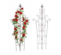 Relaxdays Rejilla para trepadoras, Set de 2, Vintage, Metal, Fleur-de-lis, jardín, macetas, marrón 100x40 cm