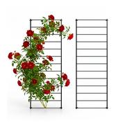 Relaxdays Rejilla para trepar en Acero Negro, Set de 2, 210 x 76 cm, Soporte para Plantas, fijación a la Pared