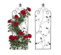 Relaxdays Rejilla Soporte para trepadoras, Set de 2, 110 x 38 cm, Montaje en Pared, Acero Negro